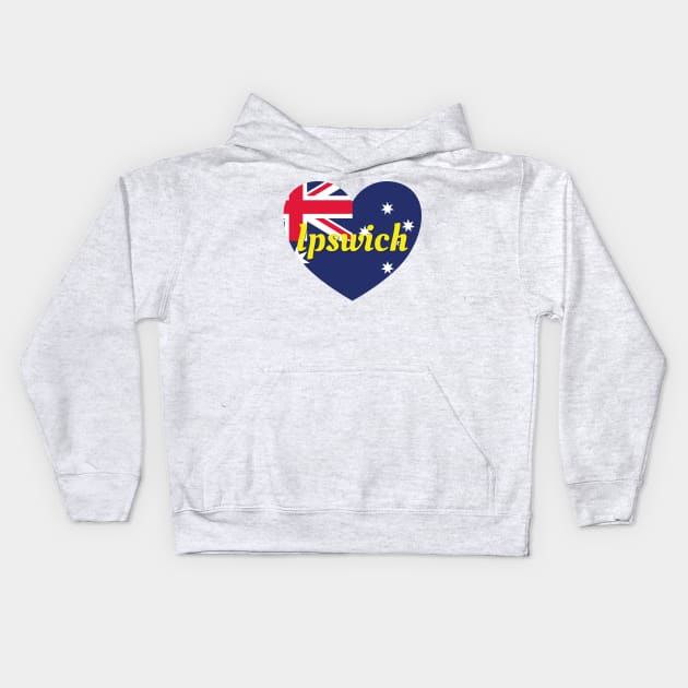 Ipswich QLD Australia Australian Flag Heart Kids Hoodie by DPattonPD